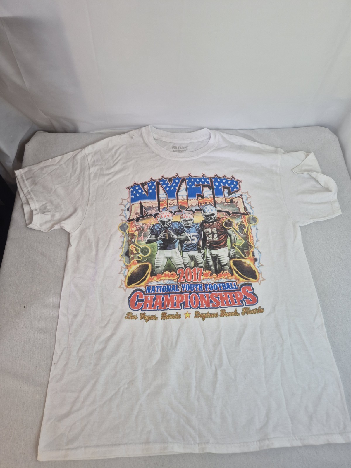 Size Large Bold Graphic Football T Shirt 2017 Cool Streetwear Summer White