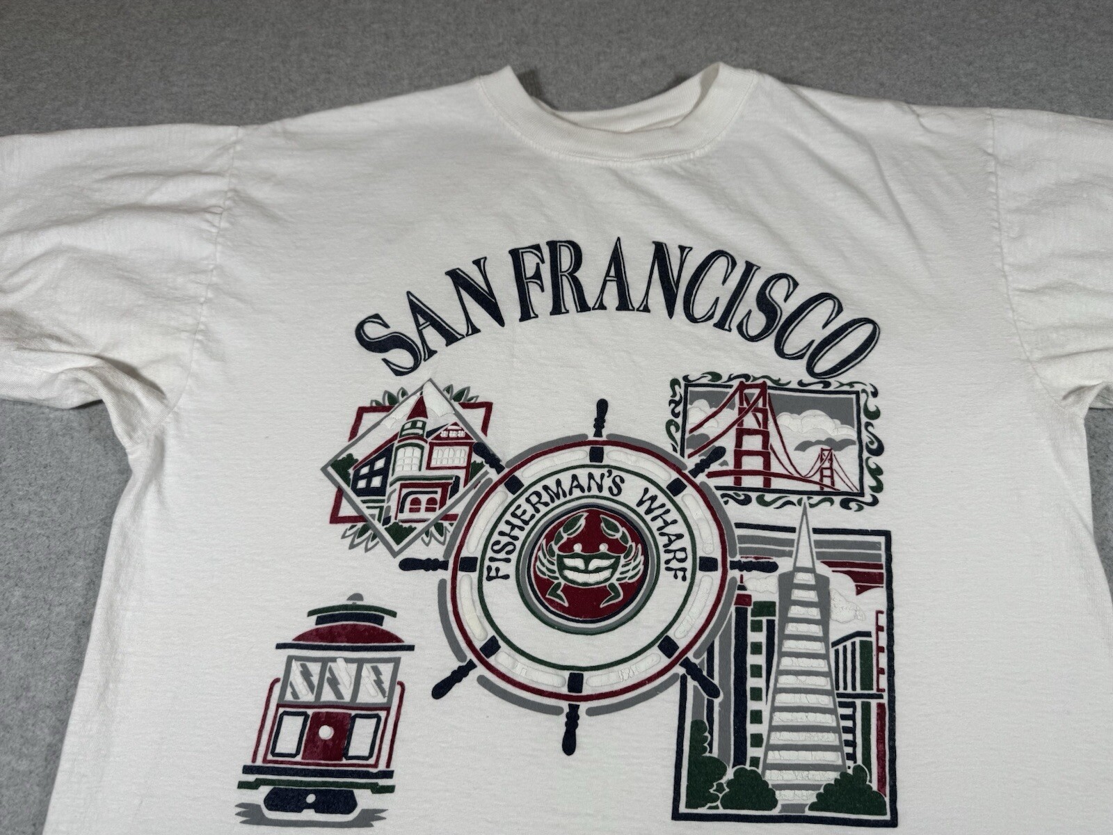 San Franscisco Shirt Adult Large White Fisherman Wharf California Ocean Beach gallery