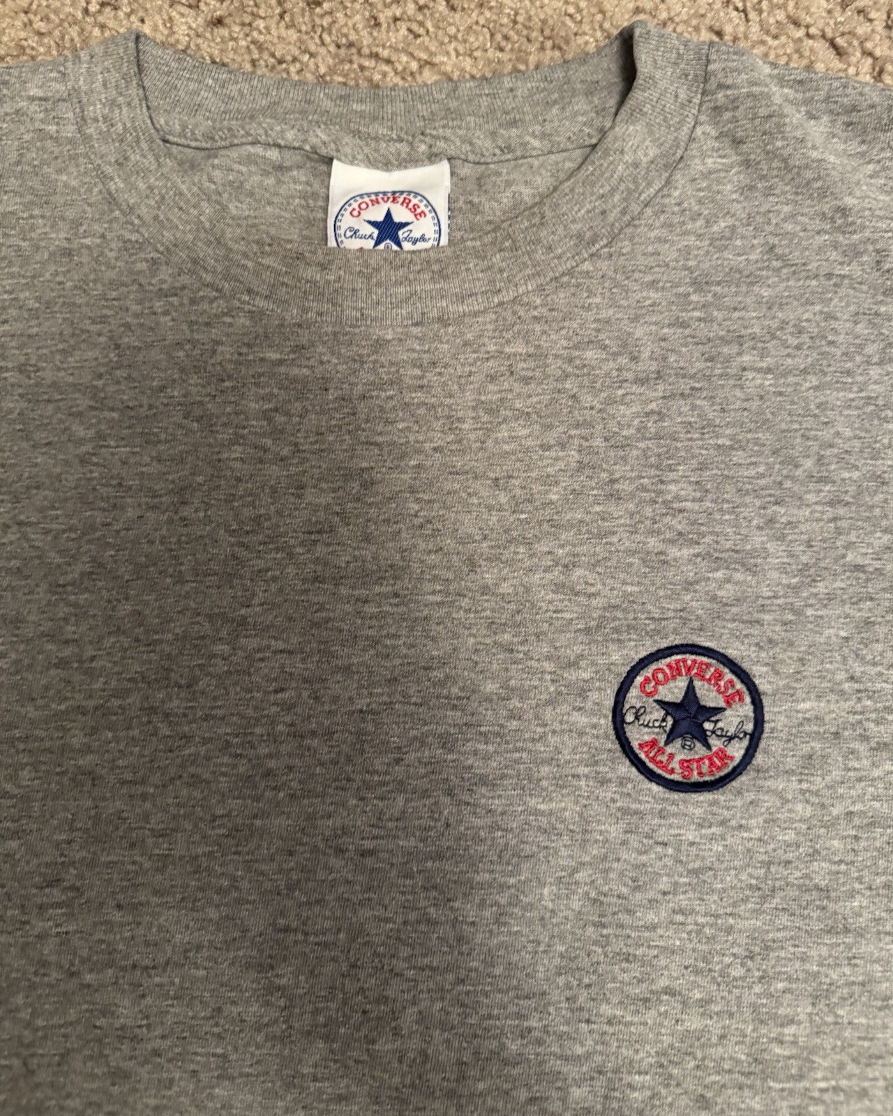 Converse Chuck Taylor All Star Gray Cotton Crew Neck T-Shirt Men XL vintage 90’s gallery