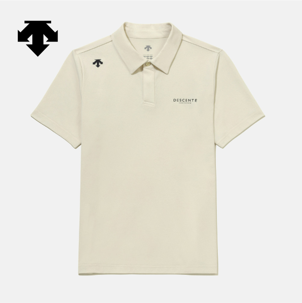 DESCENTE Tough Wordings Polo T-Shirt IVORY ASIAN FIT