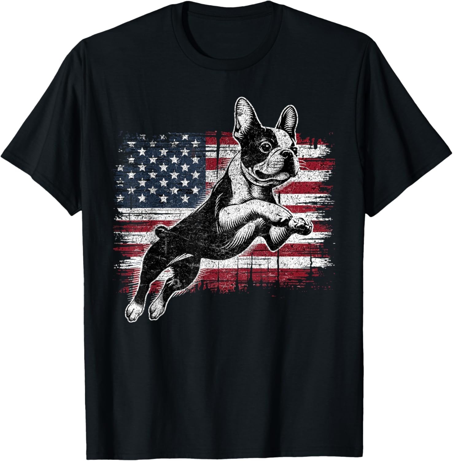 Boston Terrier Dog American Flag 4th of July Patriotic Puppy Unisex Gift T-Shirt gallery