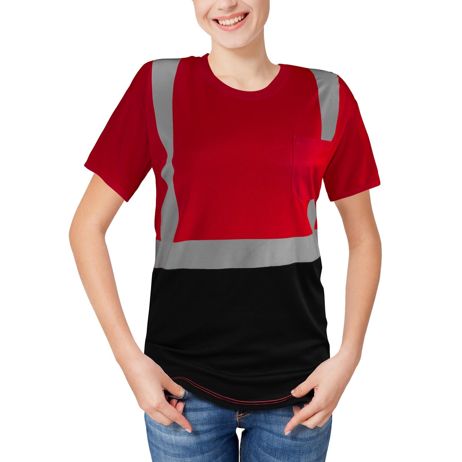 High Visibility Safety T Shirt Quick Dry Reflective Workwear Construction Wear gallery