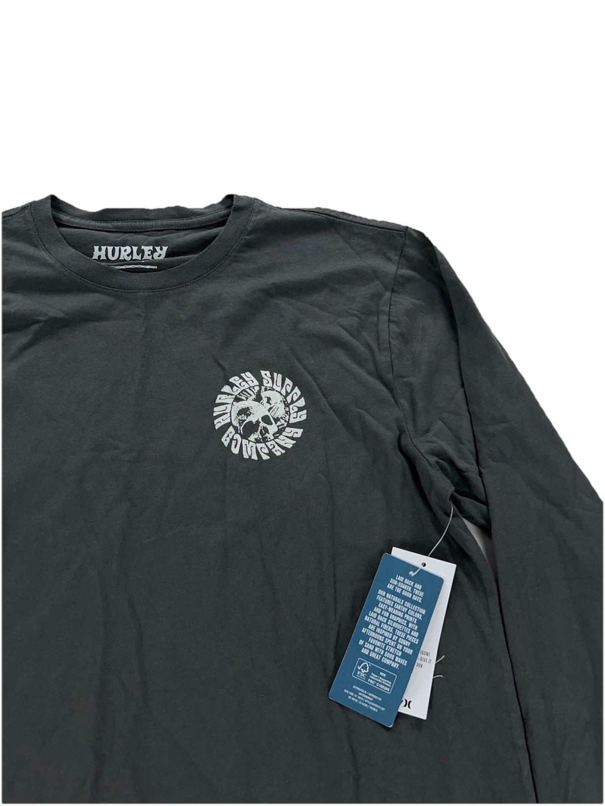 NEW Hurley Naturals Skull Mandala Long Sleeve Mens T Shirt Tee Surf Gray gallery