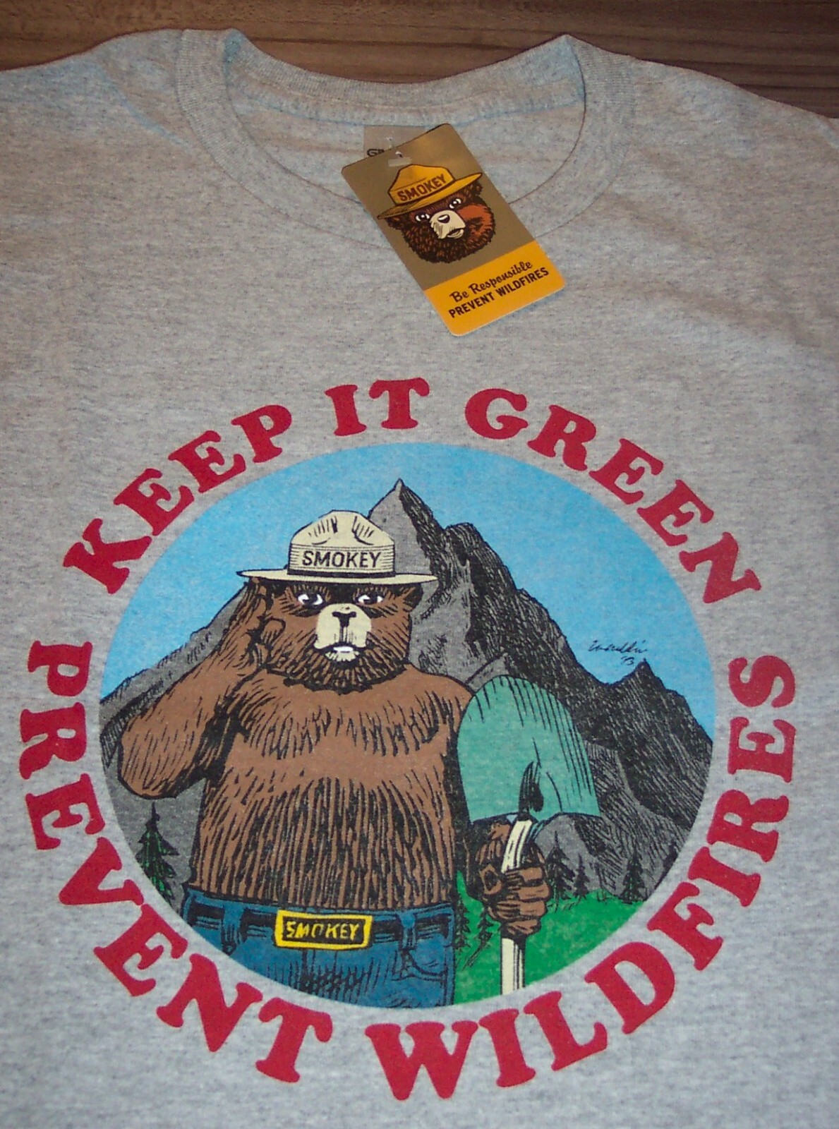 VINTAGE STYLE SMOKEY THE BEAR Keep It Green T-Shirt MENS MEDIUM 80’s NEW w/ TAG