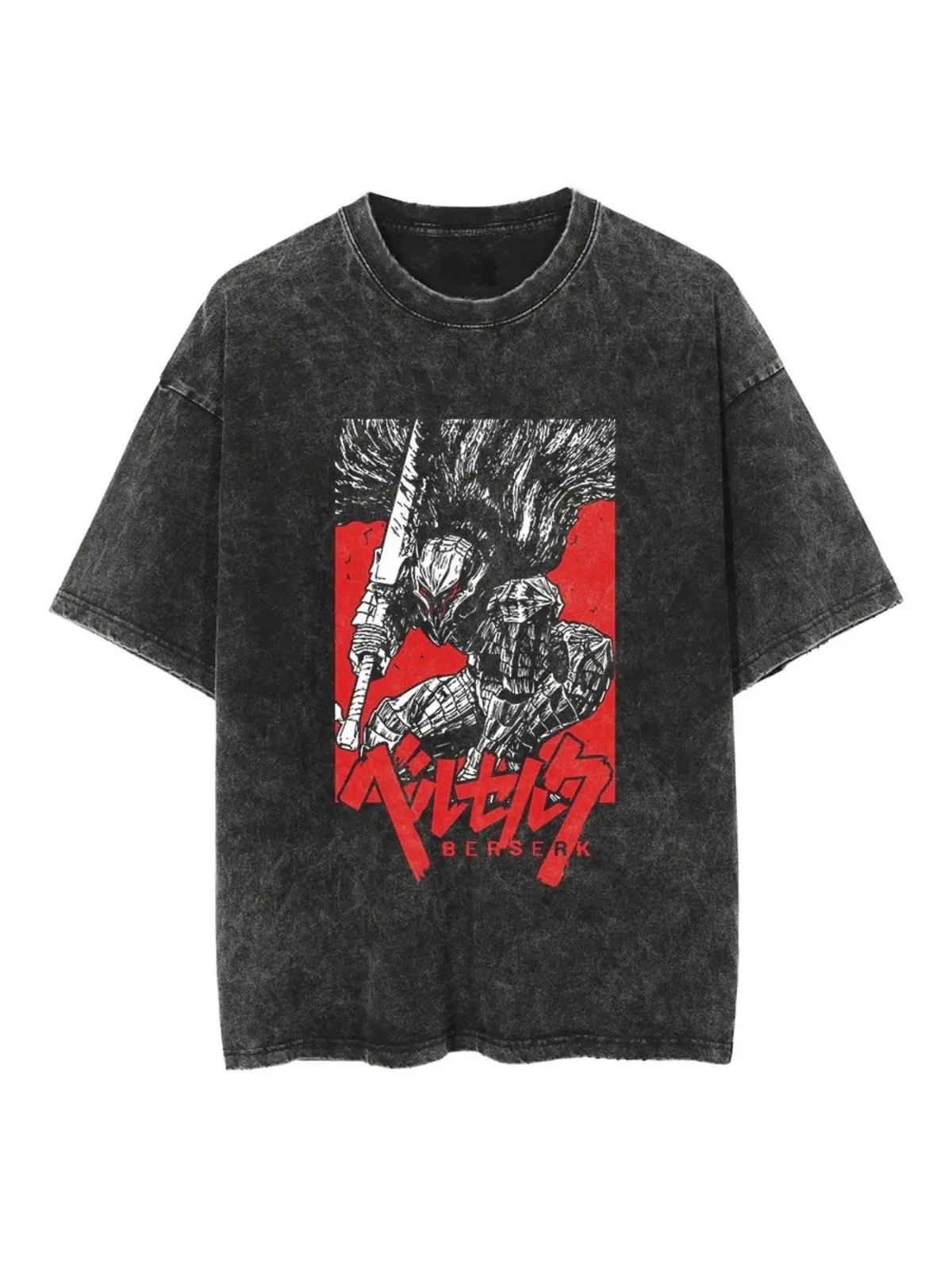 Guts Beast Mode Retro T-shirt with Washed Round Neck Print for Spring and Summer gallery