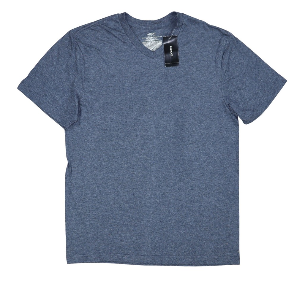 Alfani V-Neck Short Sleeve Heathered Men’s Fashion T-Shirt Small NWT Navy