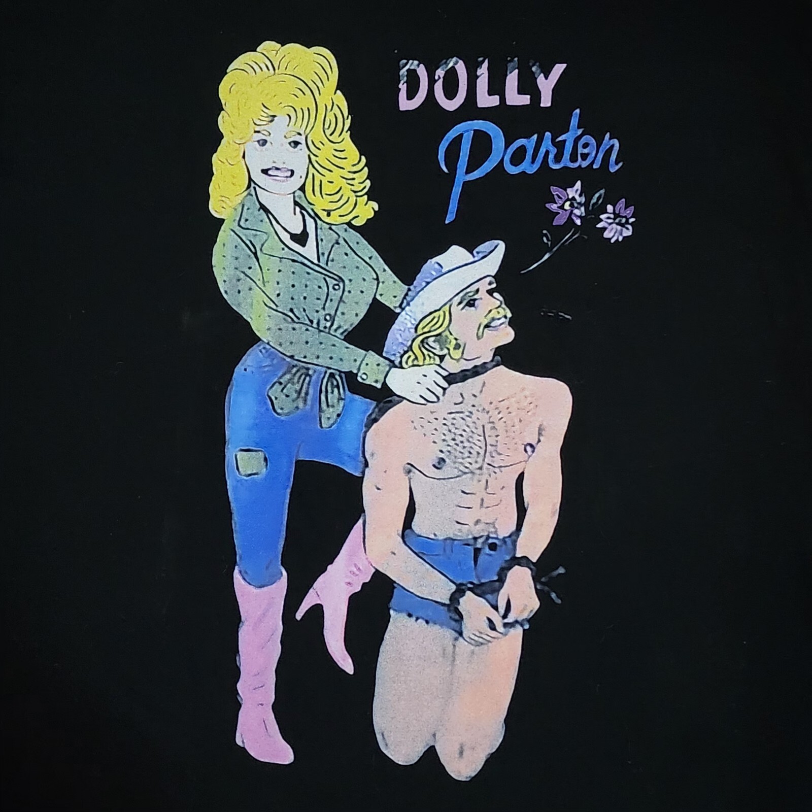 Dolly Parton T-shirt Men's Large Funny Novelty Tee Black Gildan Tag Rare gallery