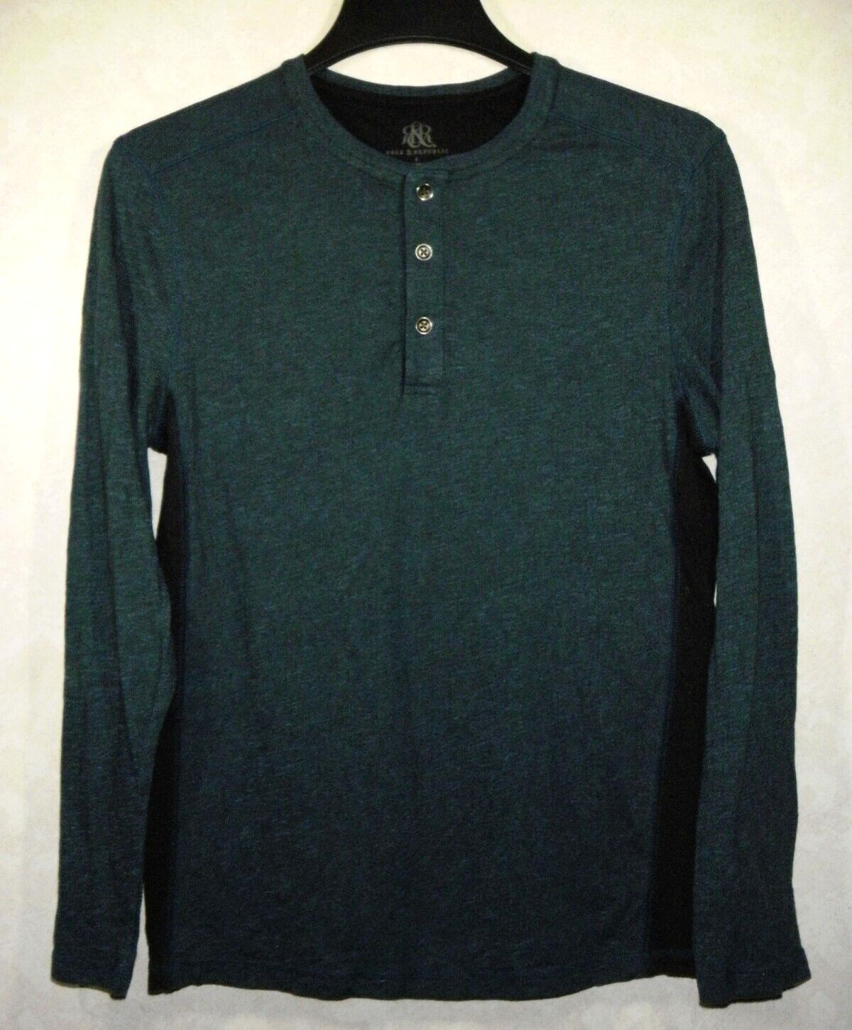 Rock & Republic Henley Pullover Men S Blue Black Long Sleeve