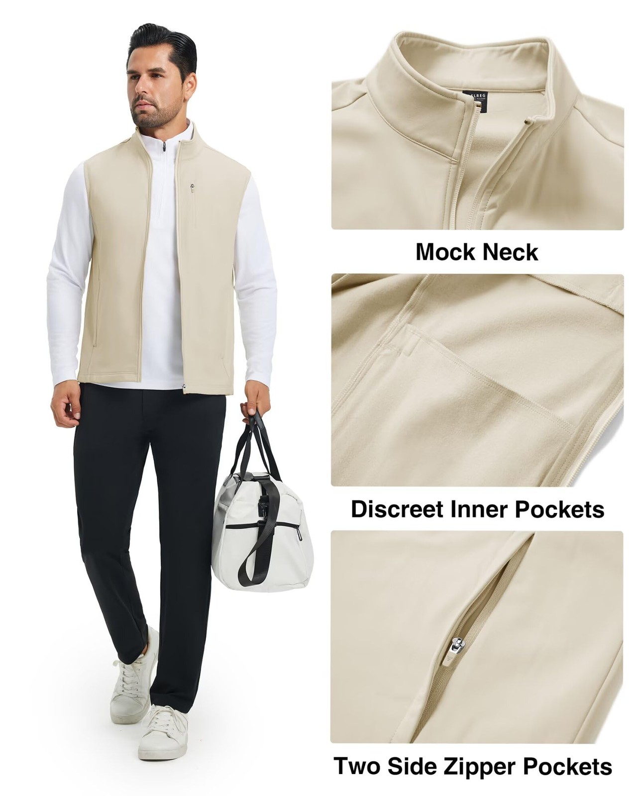 Mens Vests Outerwear Athletic Lightweight Midlayer Full Zip Casual Sleeveless... gallery