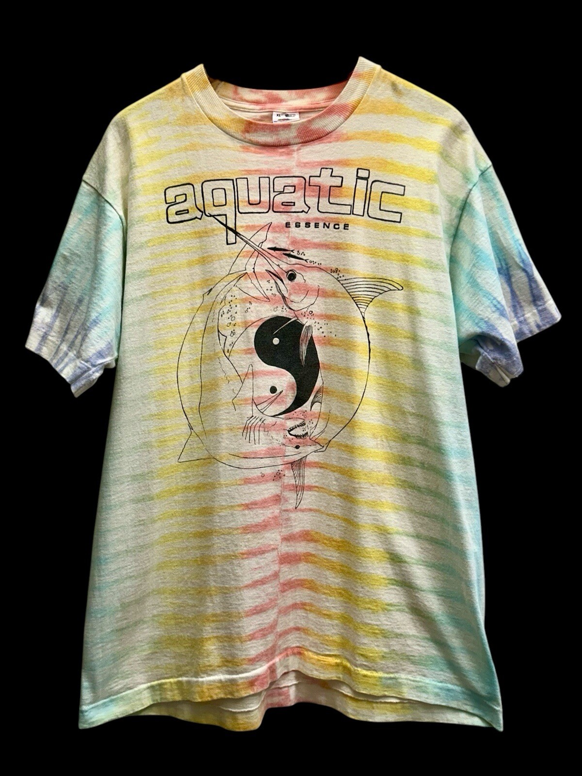 Aquatic Essence Tie Dye T-Shirt Shark Sword Fish Ying Yang Size Large gallery