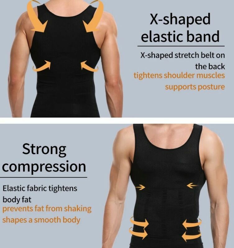 Men's Slimming Body Shaper Workout Shirt Muscle Sleeveless Bodybuilding Tank Top gallery