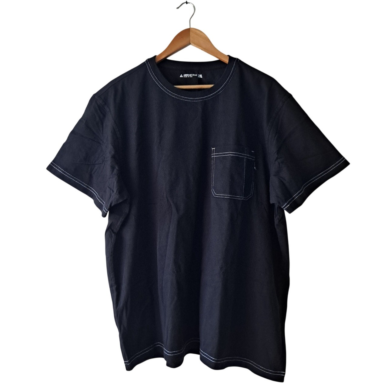 NWOT American Giant Utility Pocket Tee Contrast Stitch T-Shirt Black Mens Sz 2XL
