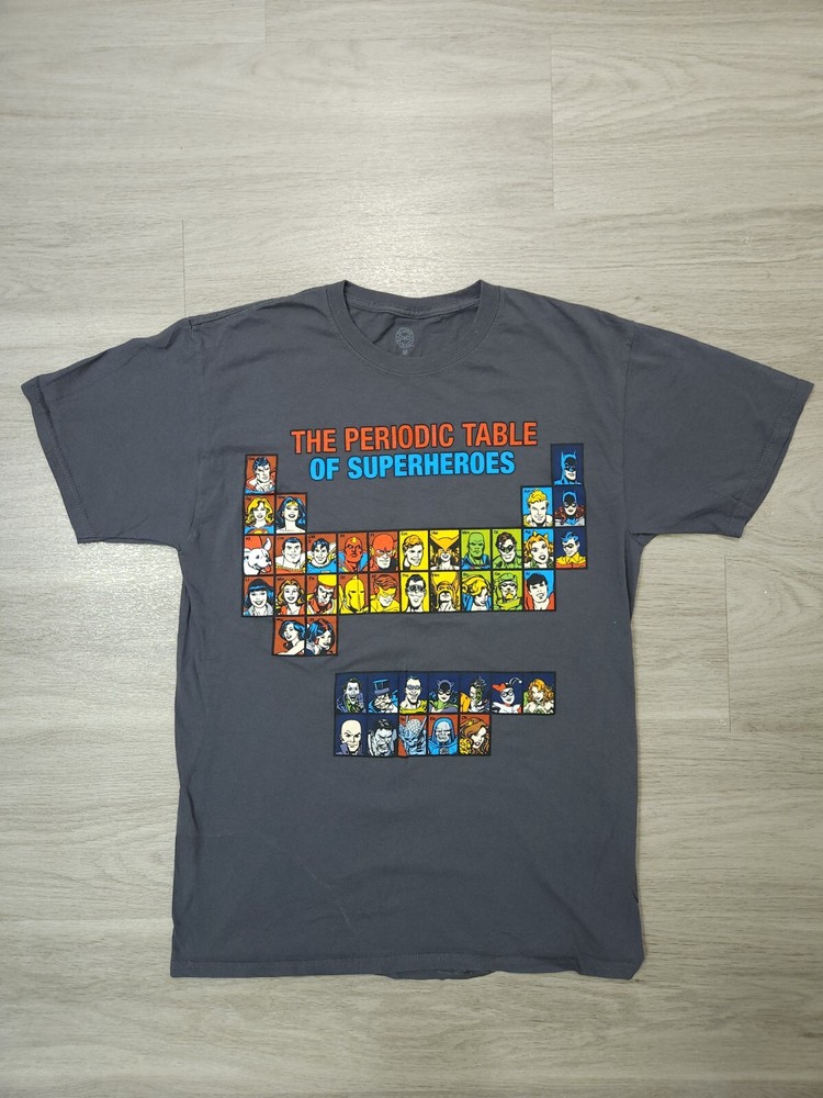 DC Comics Originals The Periodic Table of Super Heroes Grey Graphics T-Shirt