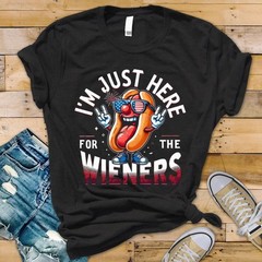 Just Here for the Weiners Graphic Tee, Funny Hot Dog Retro T-shirt