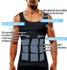 Men Gynecomastia Compression Shirt Body Shaper Chest Control Slim Vest Tank Top