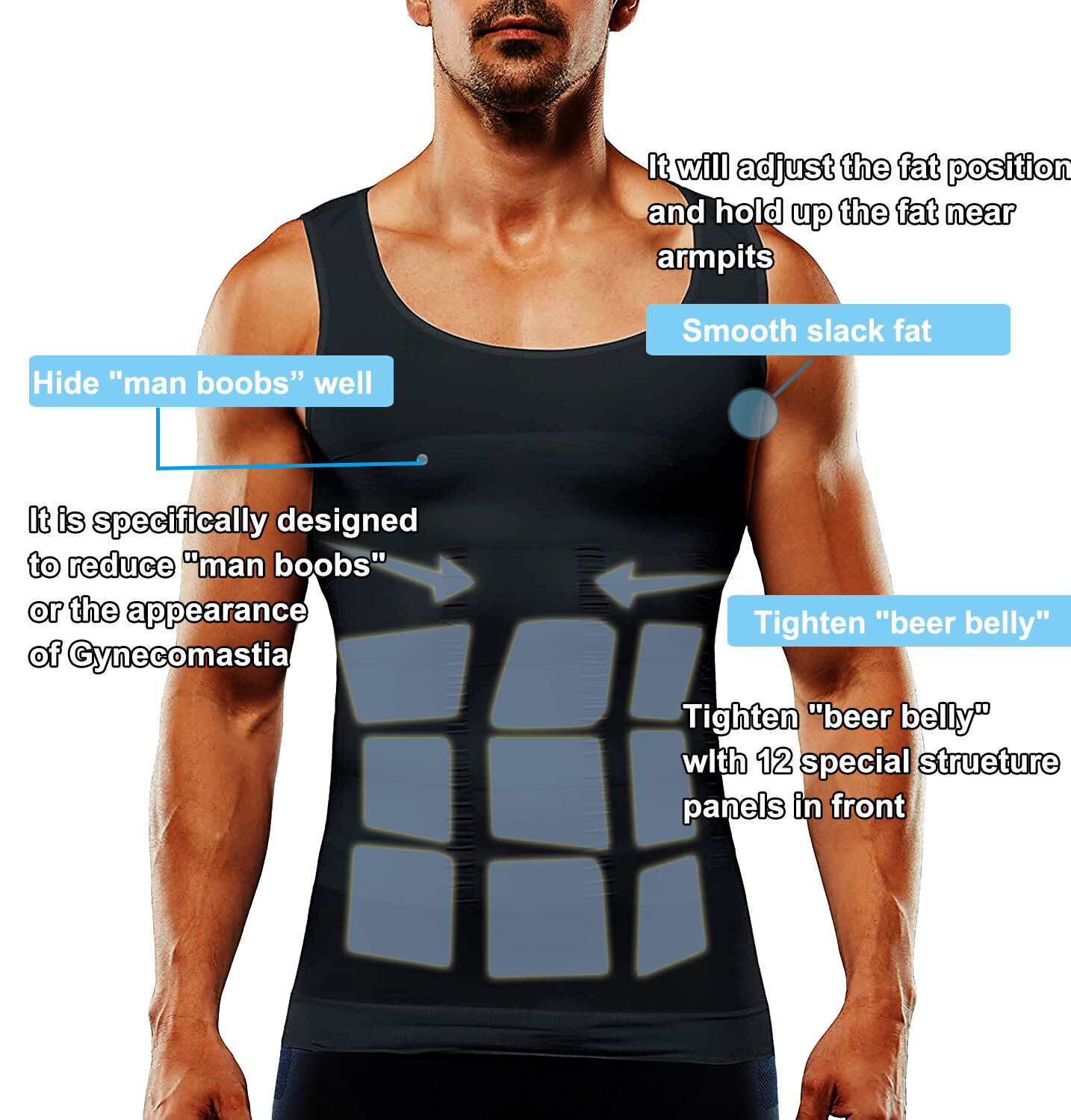 Men Gynecomastia Compression Shirt Body Shaper Chest Control Slim Vest Tank Top gallery
