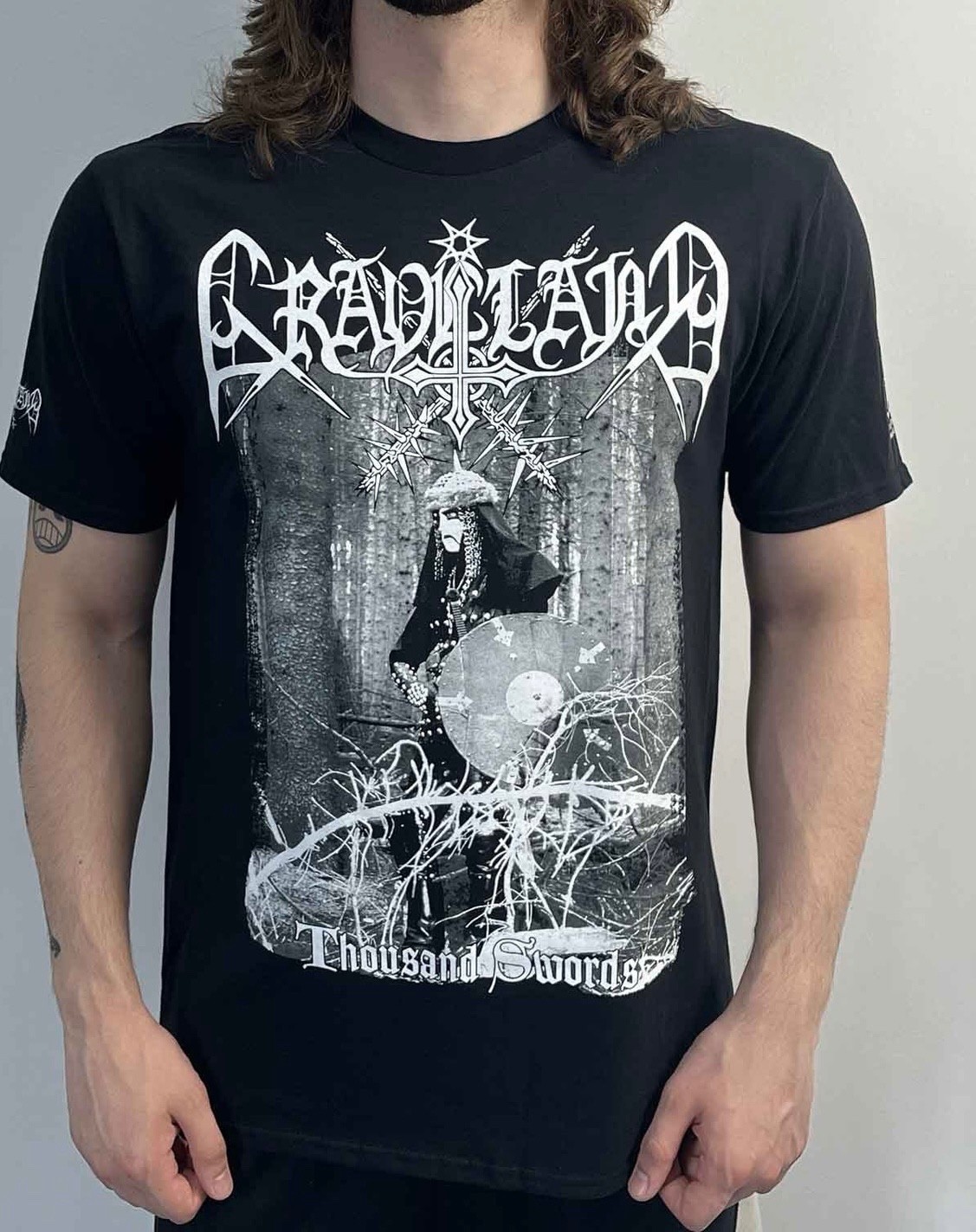 Graveland – Thousand Swords Album Cover OFFICIAL MERCH Black T-Shirt mayhem