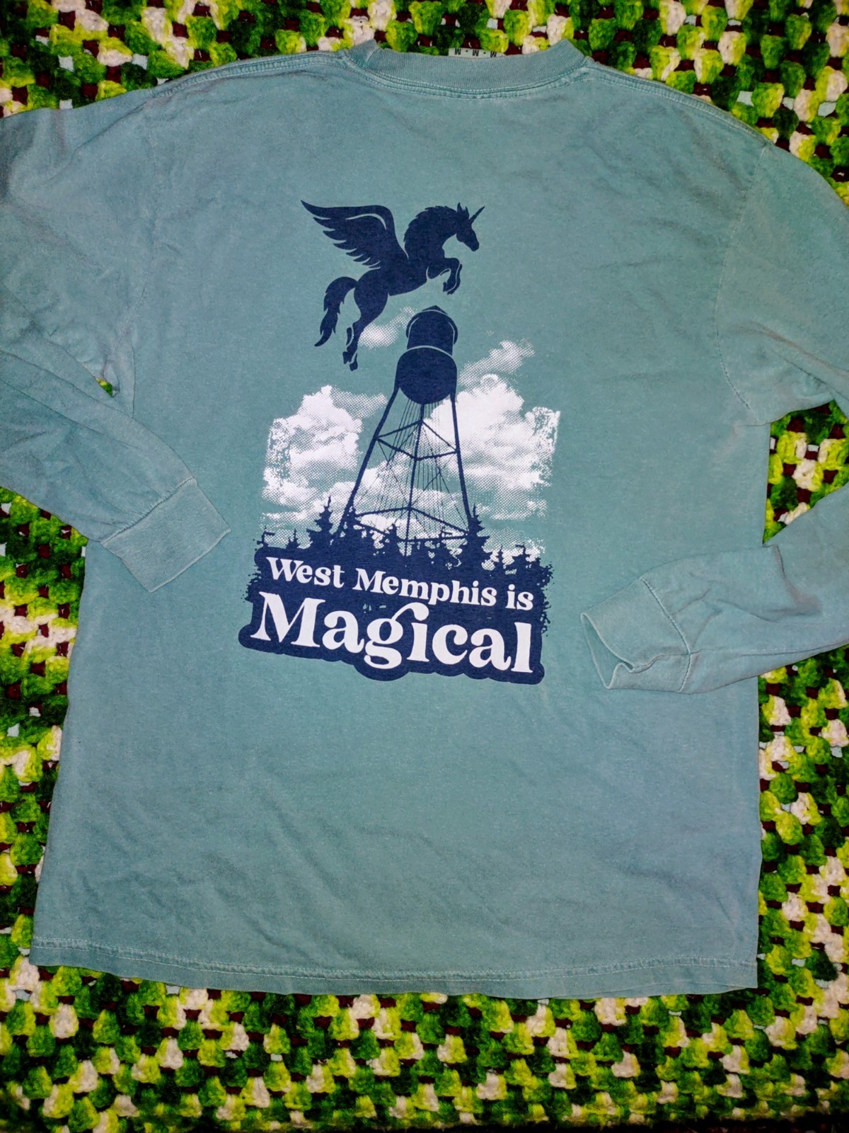 West Memphis Magical Unicorn Comfort Colors T-Shirt Teal Men’s Med & Large