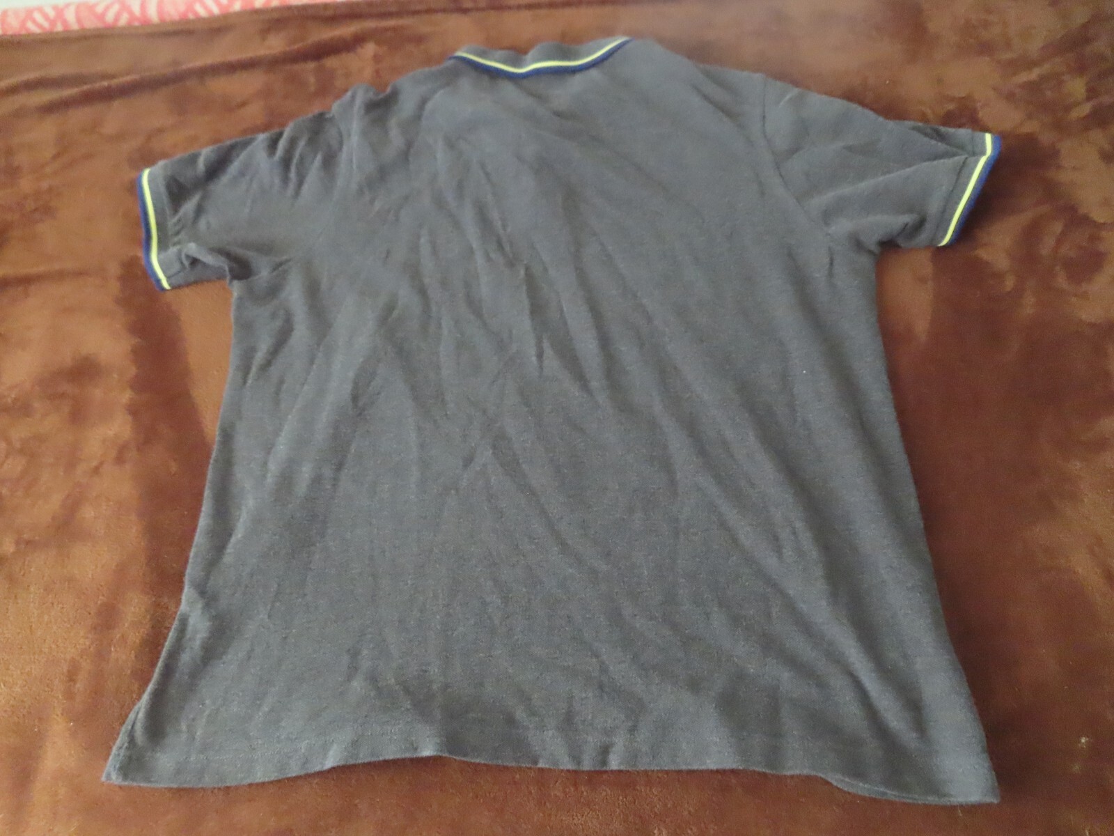 Fred Perry M3600 slim fit S/S Twin Tipped Polo Shirt grey blue yellow Large gallery