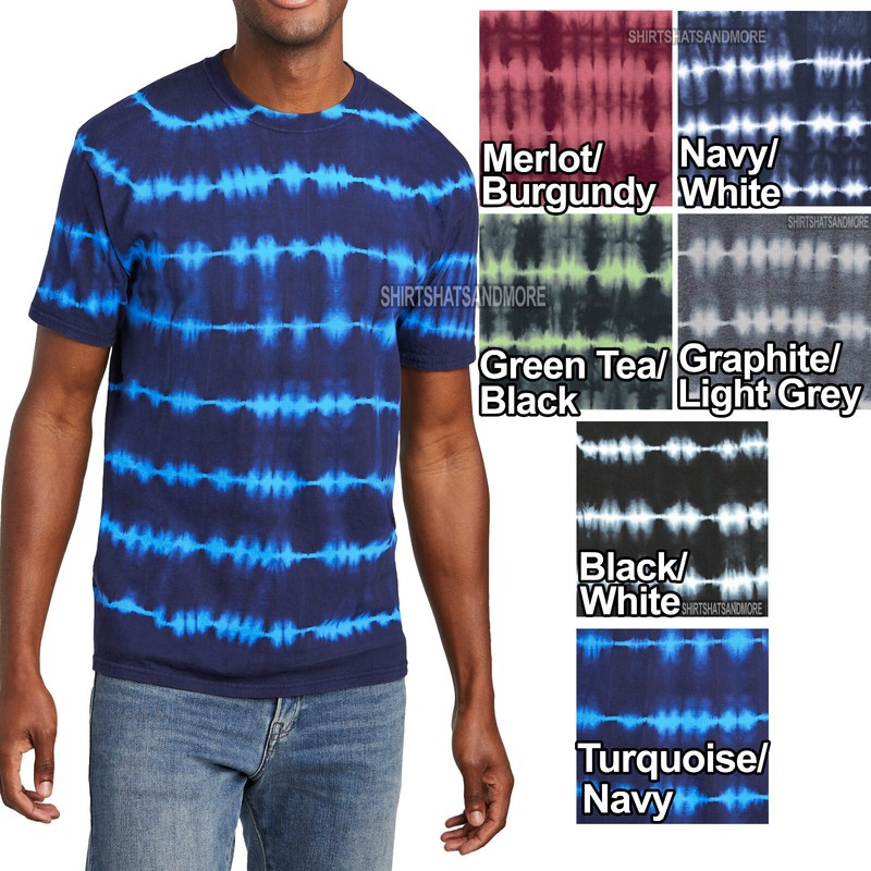 Mens Striped Tie Dye Tee Inky Hue Stripes Blank Tye Die T-Shirt Small – 4XL NEW!