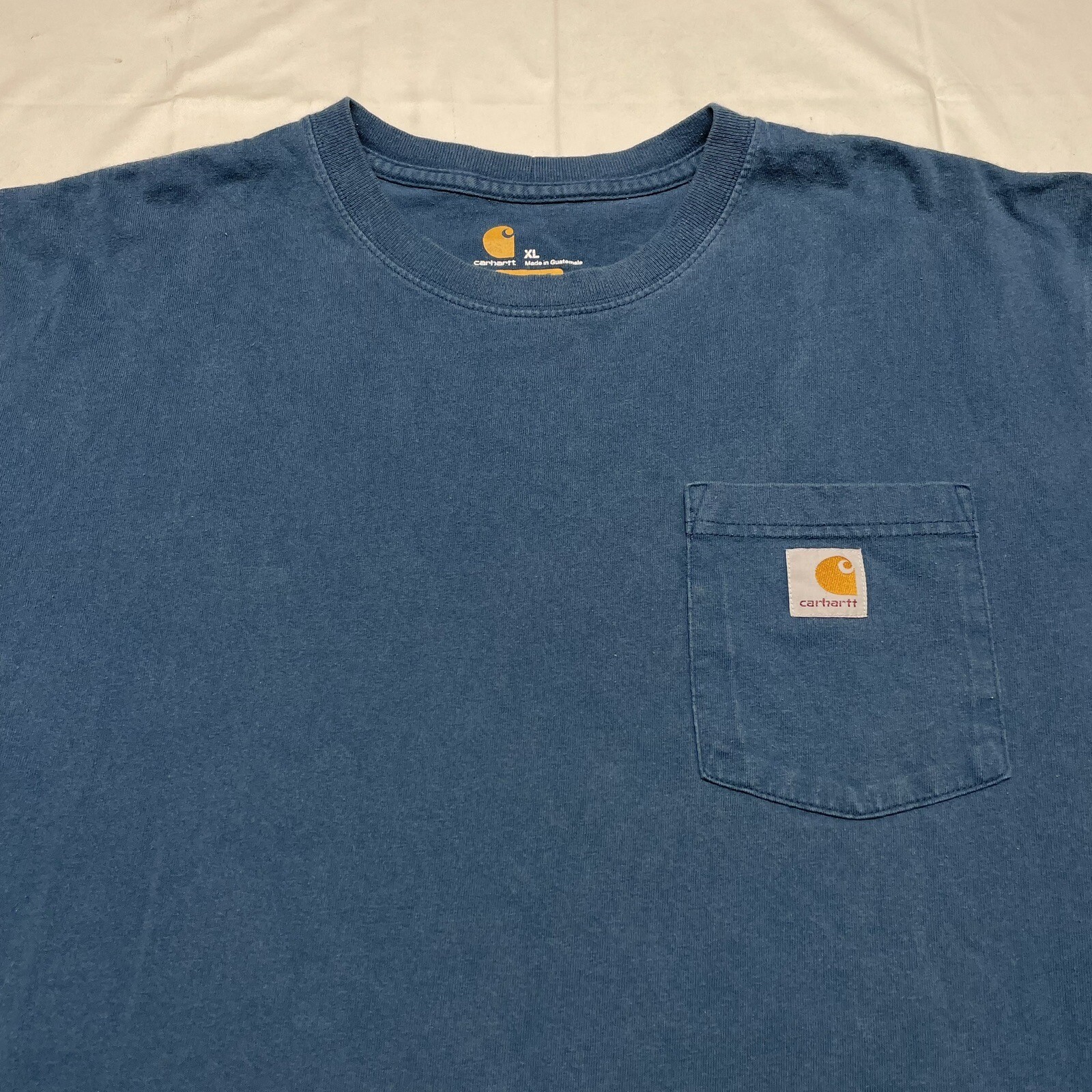 Carhartt Long Sleeve T-Shirt Mens XL Blue Pocket Logo Dad Outdoor Camping Hiking gallery
