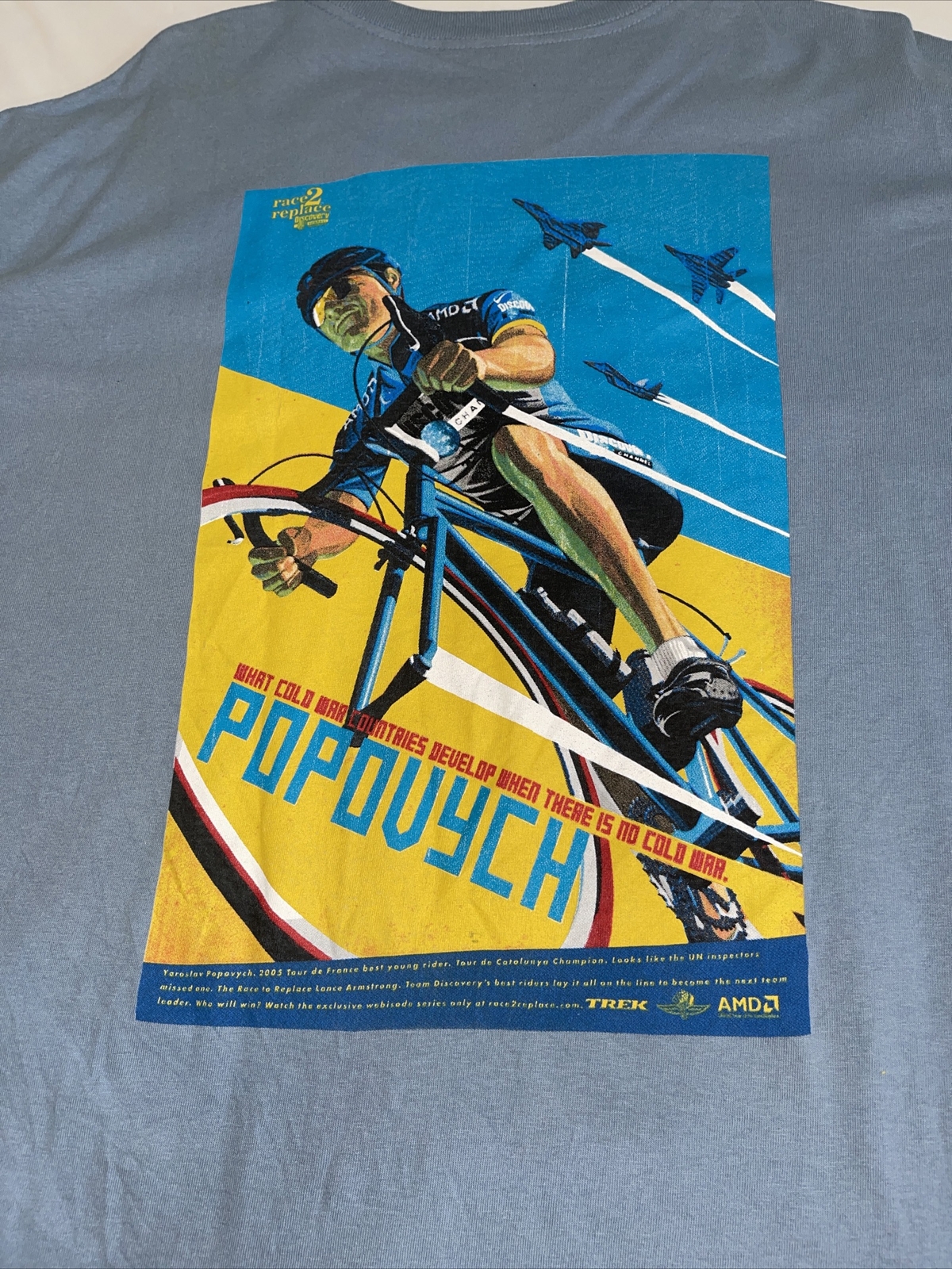 race to replace discovery channel pro cycling team blue T-shirt size extra-large gallery