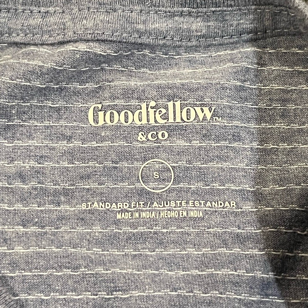 NWT Goodfellow Sz Small Jacquard Short Sleeve Novelty Cyber Blue Mens T-shirt gallery