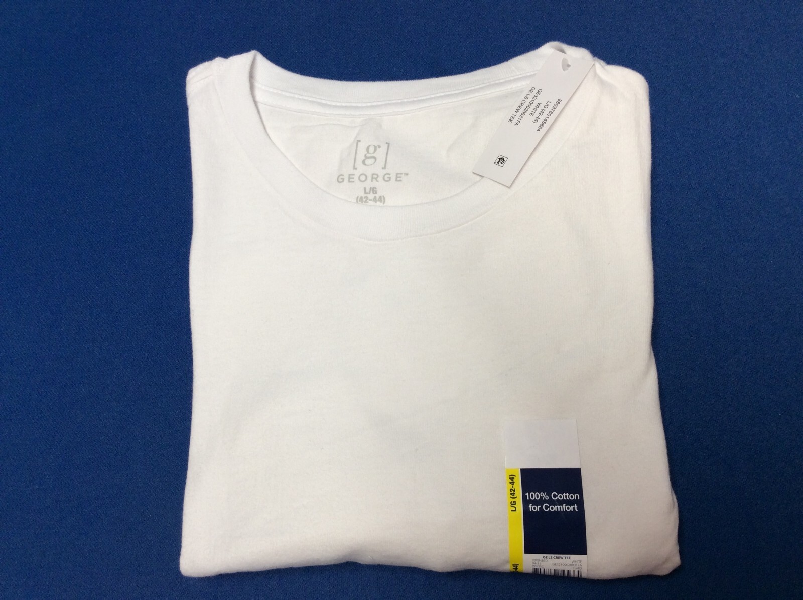 Men's crew T-Shirt, long sleeve (George) 100% cotton, white, 1 ct gallery
