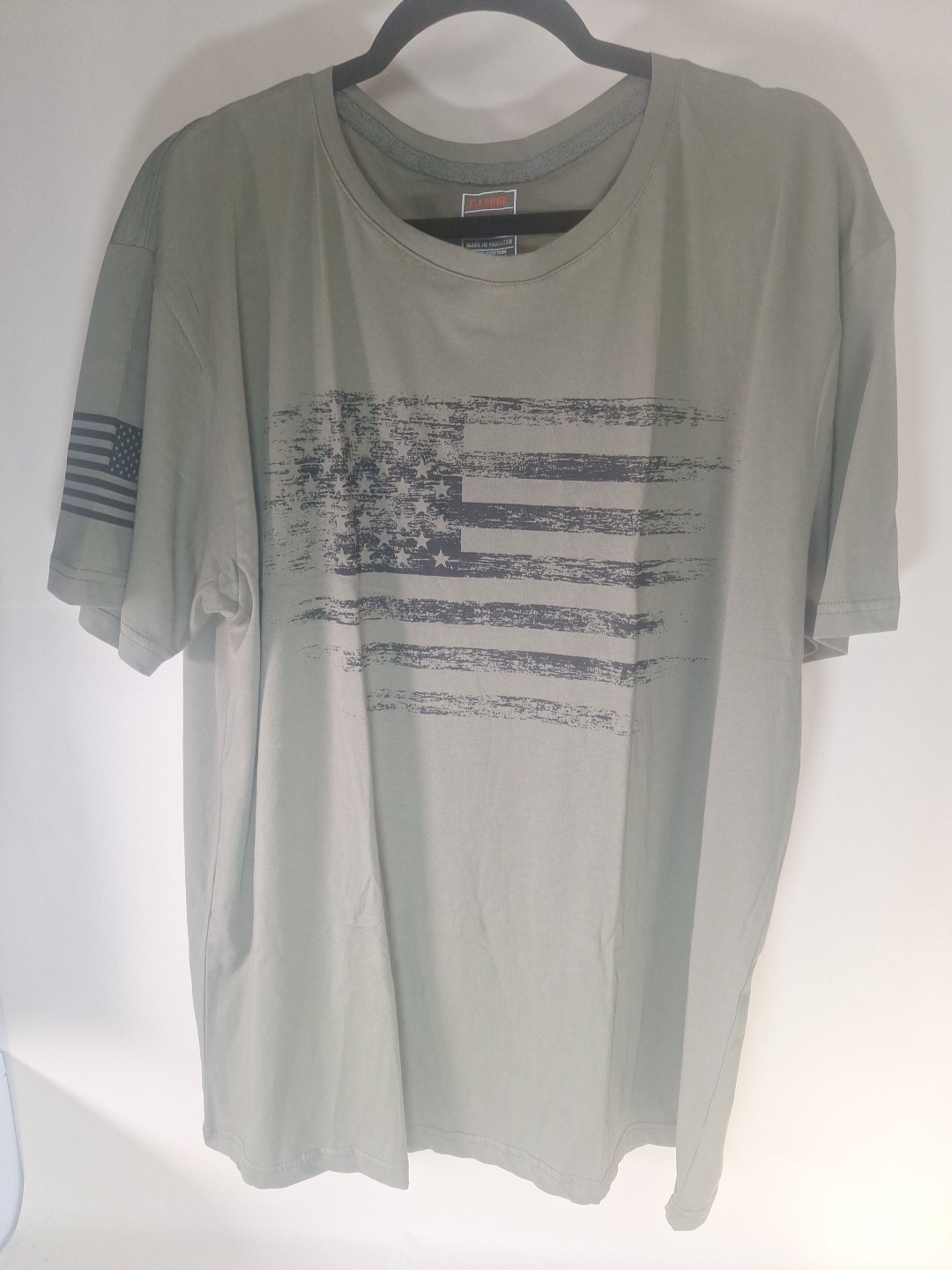 USA Distressed Flag Men’s T Shirt Patriotic American Tee XL New Army Green