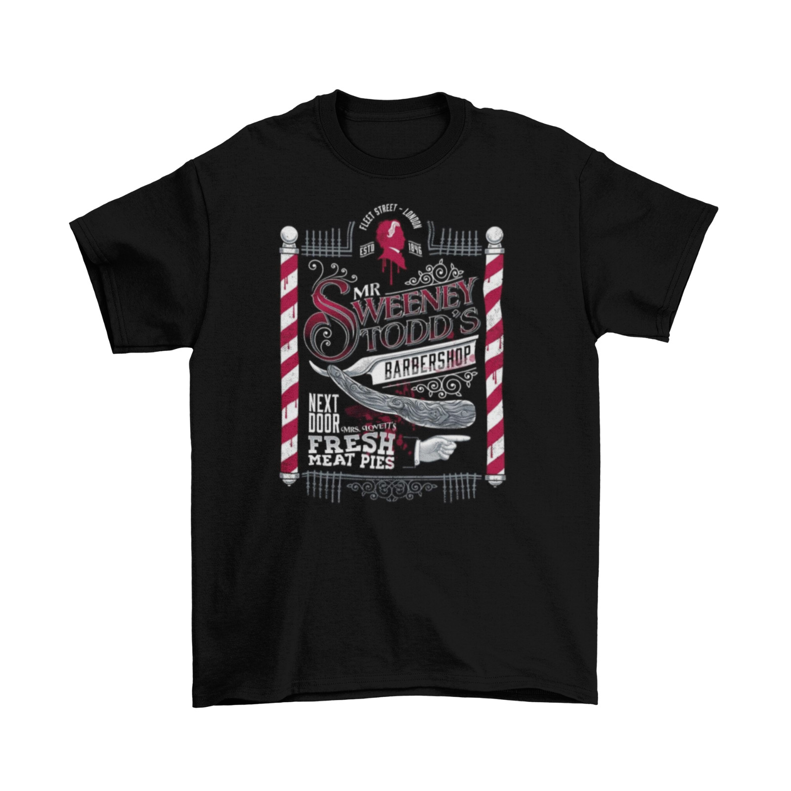 Sweeney Todd Barber of Fleet Street T-Shirt Unisex Cotton Meat Pie Sizes New