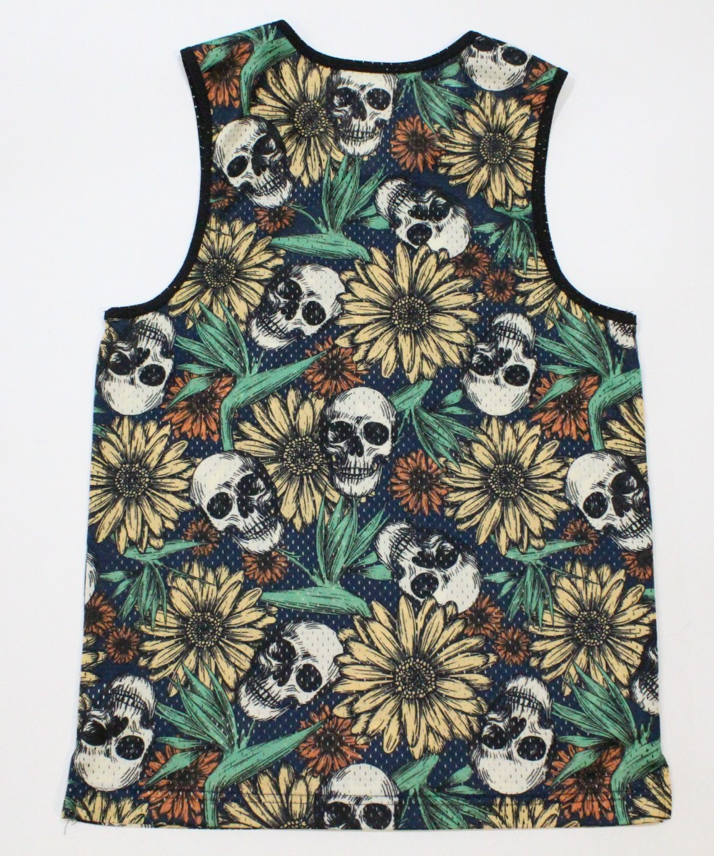 Men’s No Boundaries Skull and Sunflowers Mesh Tank Top Size S (34-36) gallery
