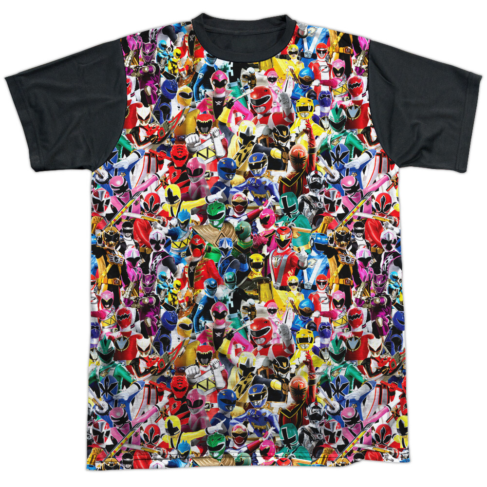 Power Rangers Crowd Of Rangers Adult Costume T Shirt (Black Back), S-3XL gallery