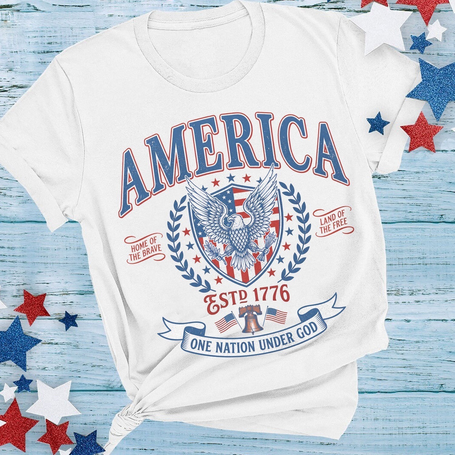 Vintage America Patriotic Eagle Shirt, USA Independence Day Tee, Fourth of July gallery