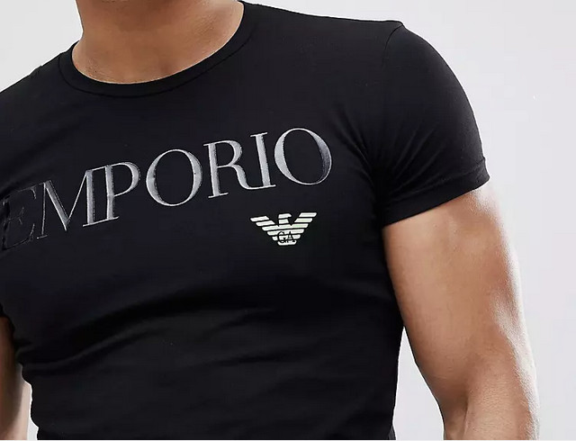 Emporio Armani Black Men's T-Shirt Round Neck,Glossy print, Size M*L*XL*XXL,3XL gallery