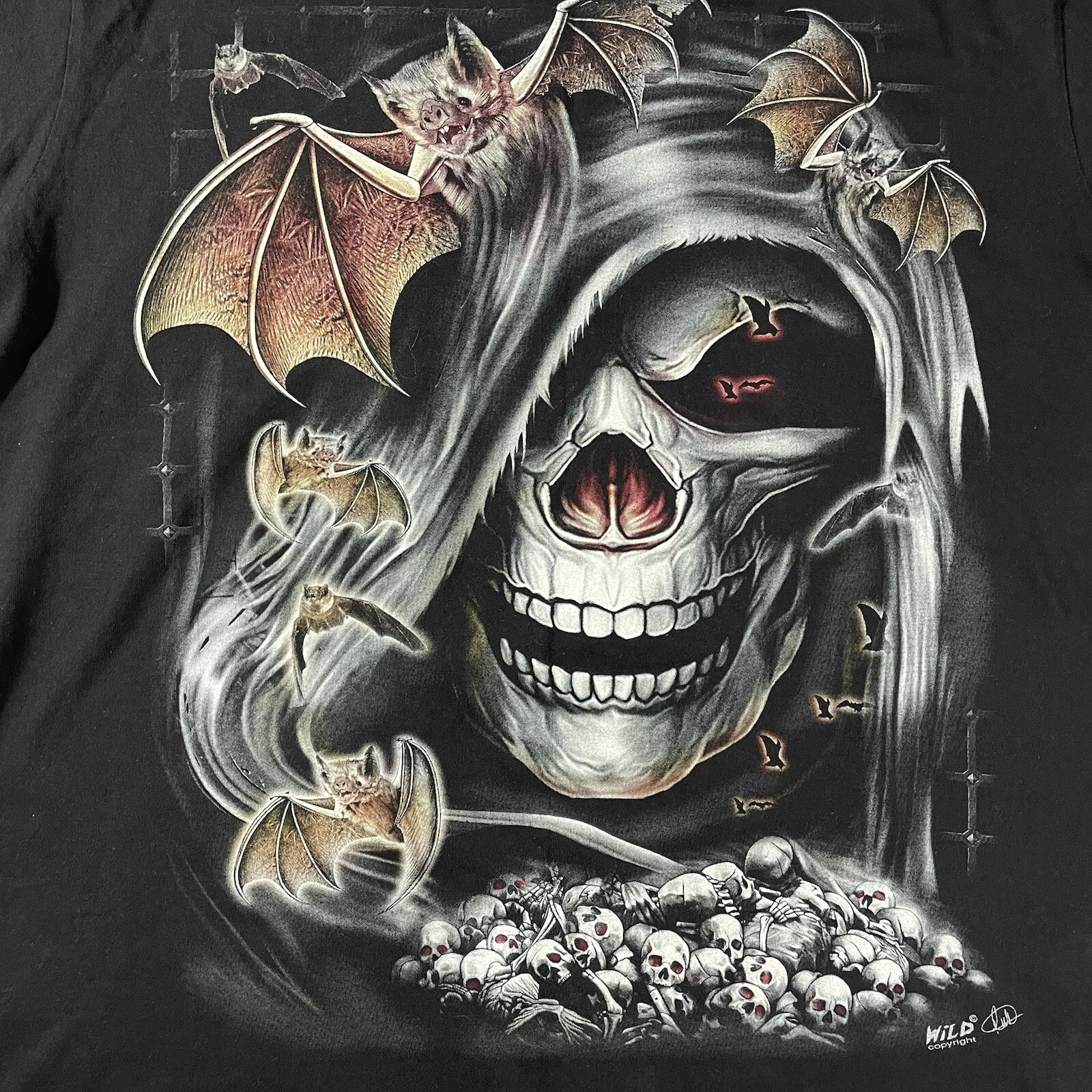 Vintage Wild Tee Shirt Skull Bat Bones Y2K Mens Size L gallery