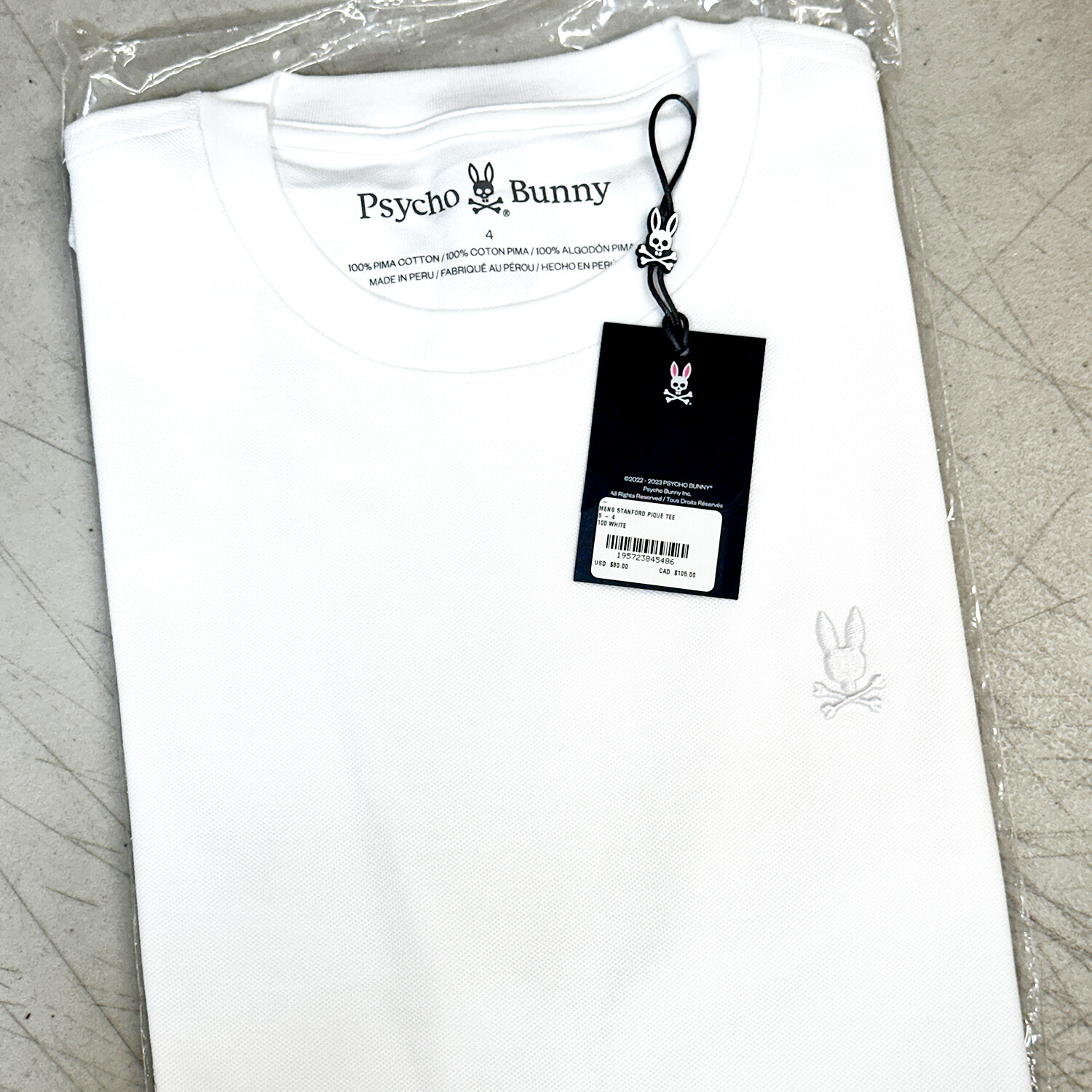 *NEW* Men Psycho Bunny Stanford Pique Graphic Tee WHITE (B6U340B200 100)