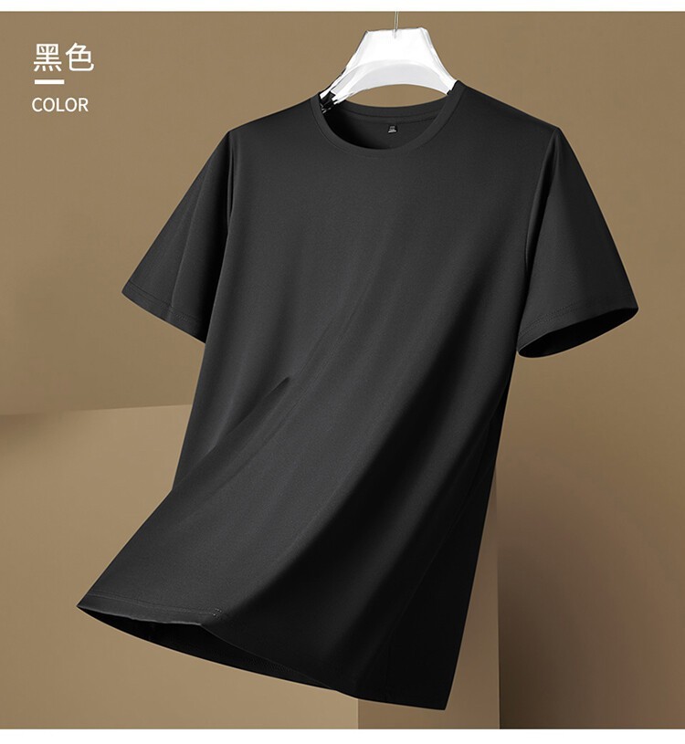 Summer fashion Men's Silk T-Shirt Short Sleeve Luxury Soft Breathable Tee Hot gallery