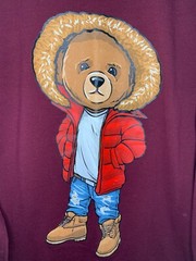 Men’s OG Hustle Haters Bear Long Sleeve Burgundy T shirt Large Bailey Apparel