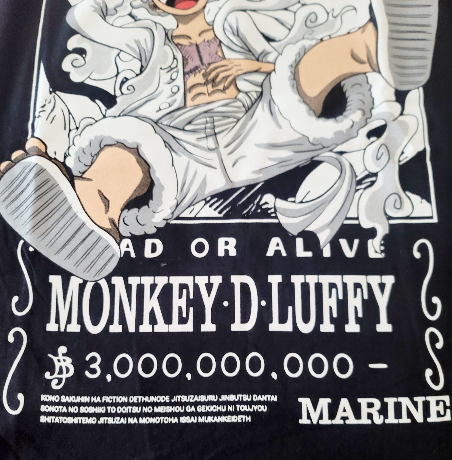 One Piece Monkey D. Luffy Graphic Print Black Cotton Men's T-Shirt Size L gallery