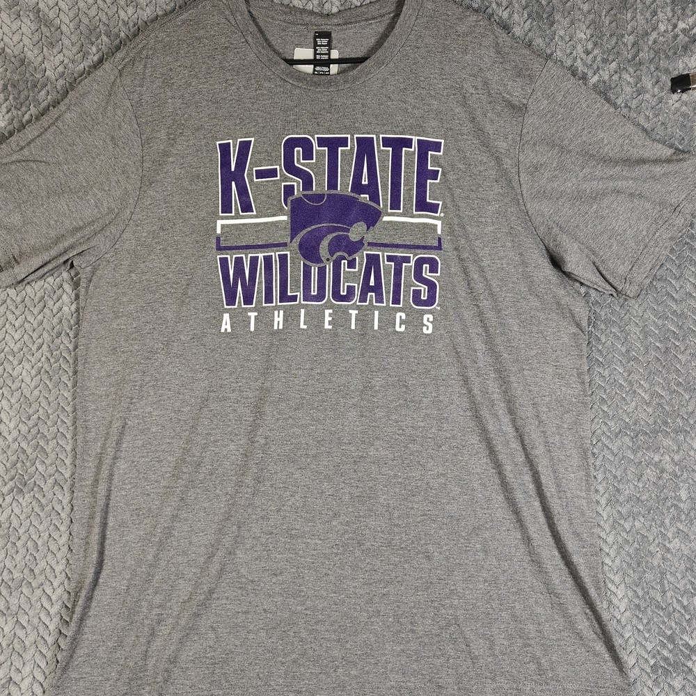 Captivating Men’s Kansas State Wildcats Tee Shirt 2XL Gray NCAA College