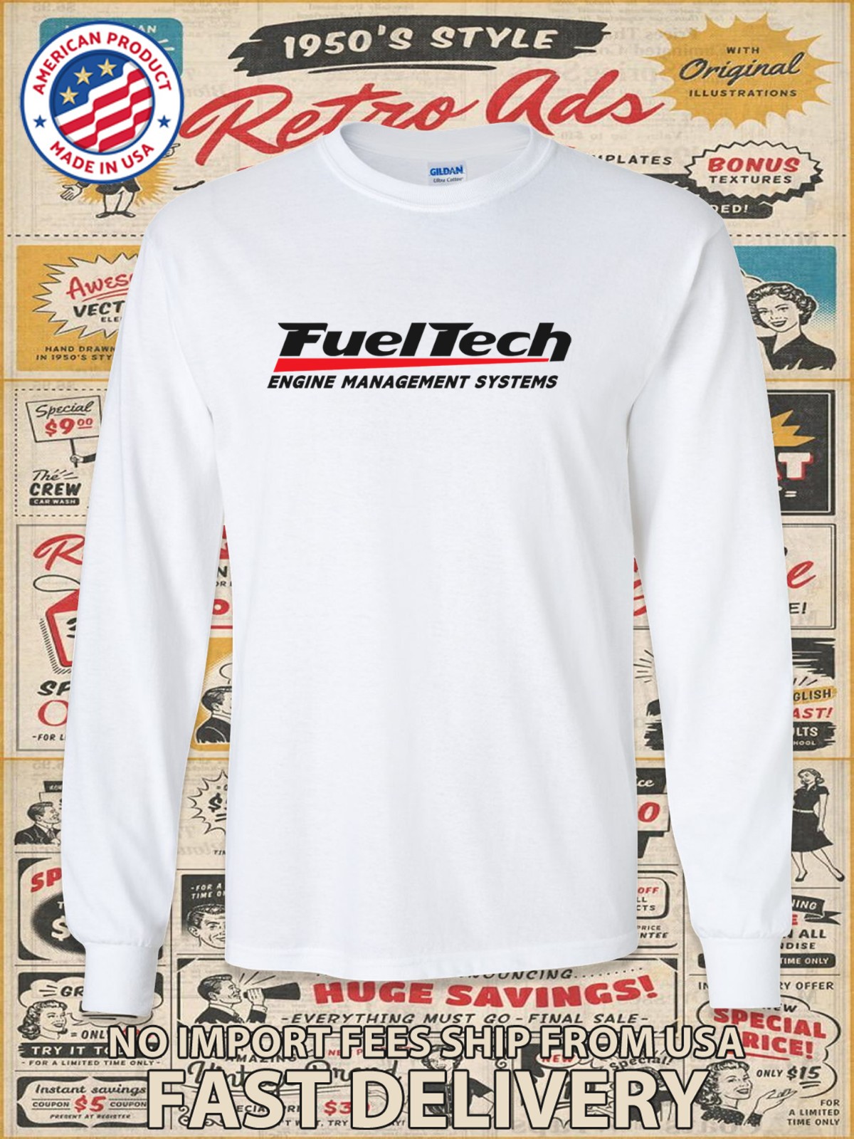 New FuelTech Engine Management Logo Men's Long Slevee T-Shirt American T-Shirt gallery