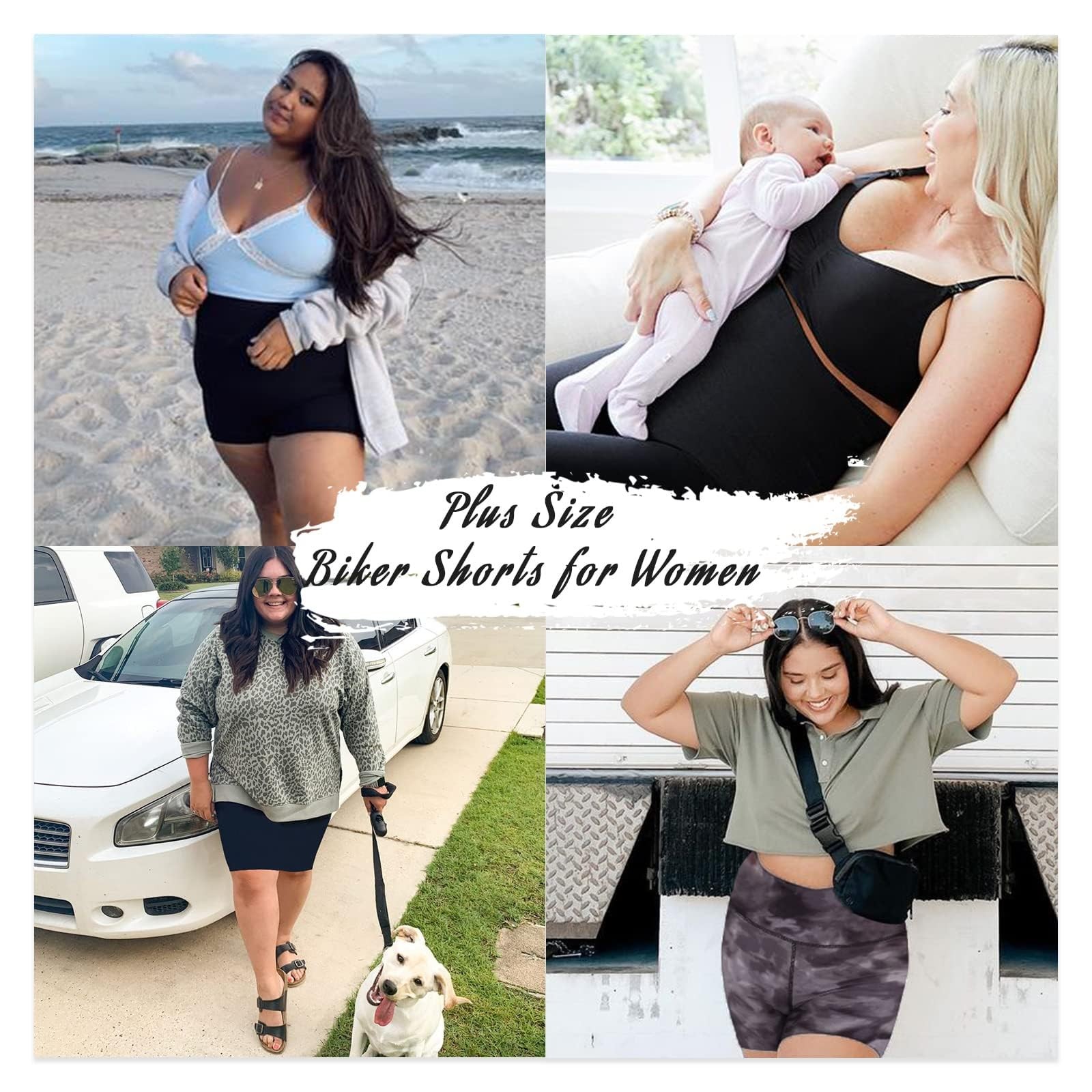 3 Pack Plus Size 8in Biker Shorts for Women - High Waisted Black Maternity Yo... gallery
