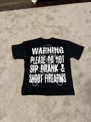 Men’s Cotton Crew Neck Graphic Print T-Shirt Black M “Warning Please Do Not Sip”