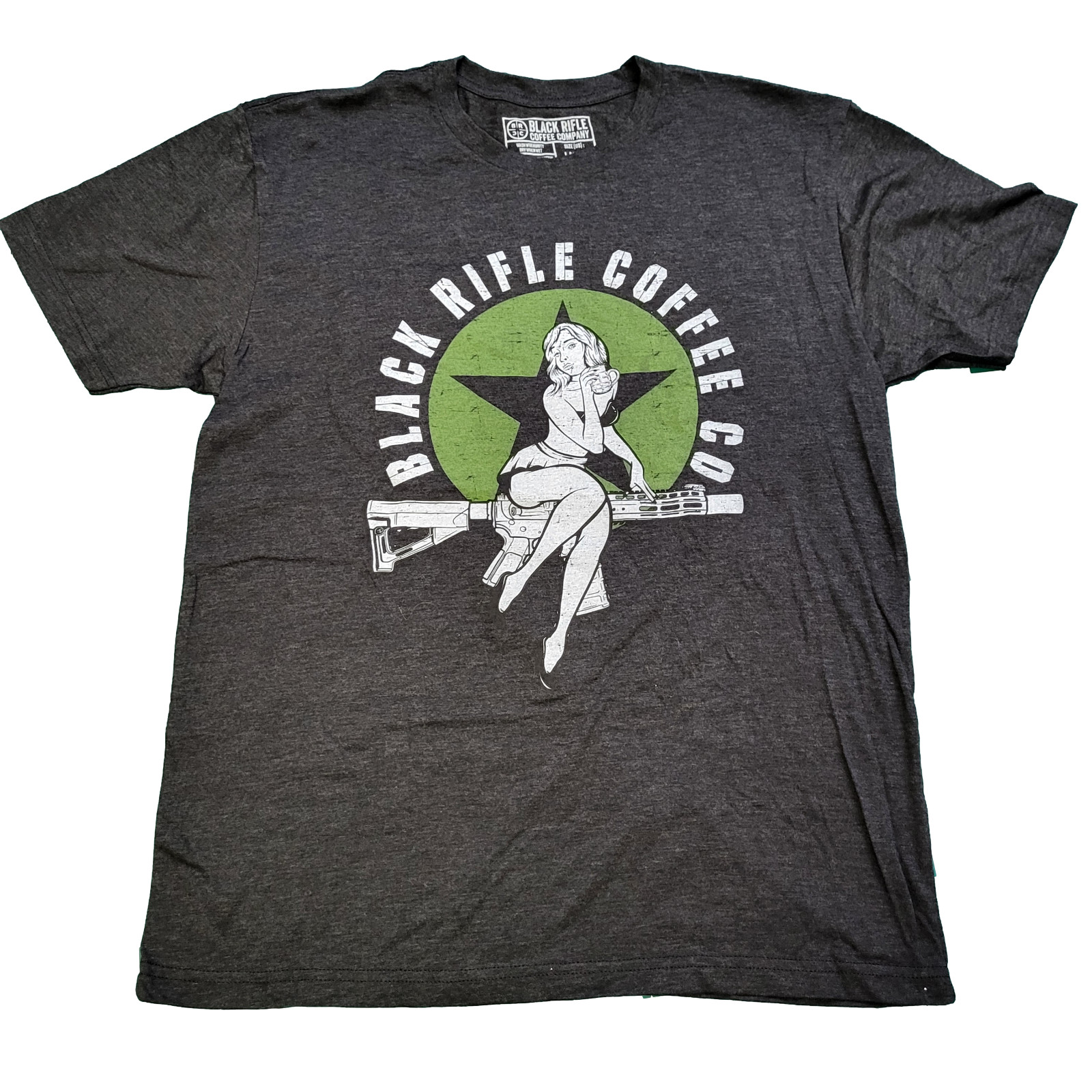 Men’s Graphic T-Shirt – Black Rifle Coffee Company Bomber Pin-Up Shirt Large