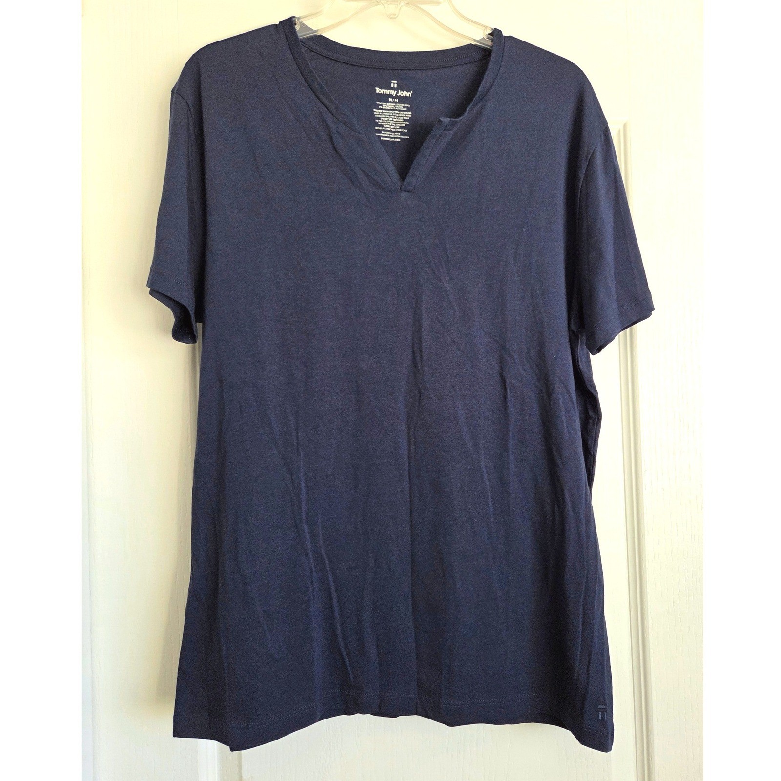 Tommy John Navy Blue Pima Cotton Modal Split Neck Lounge Tee Shirt Sz M Casual gallery