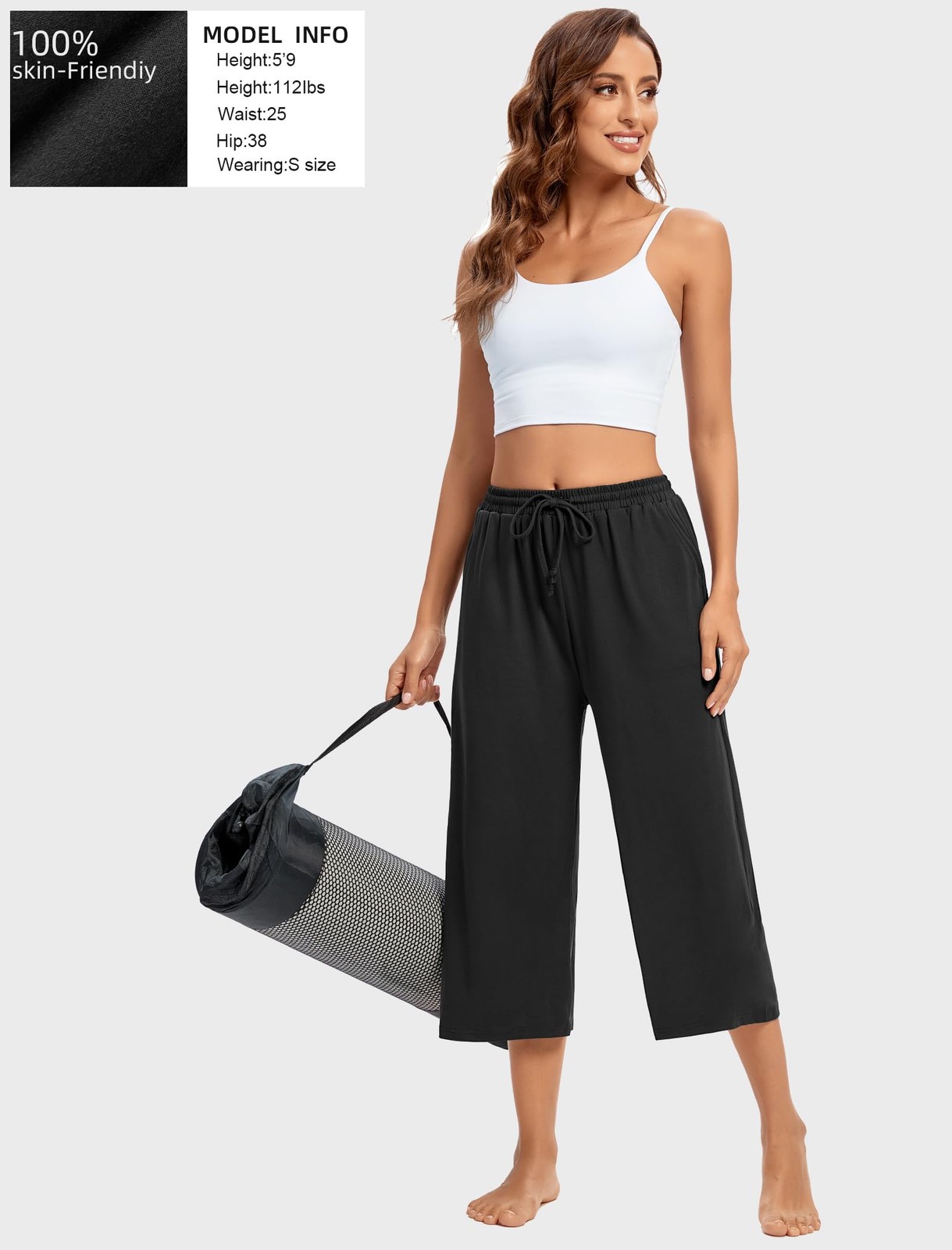 Workout Shorts Wide Leg Pants for Summer Capris,Sports Lounge Pants with Pock... gallery