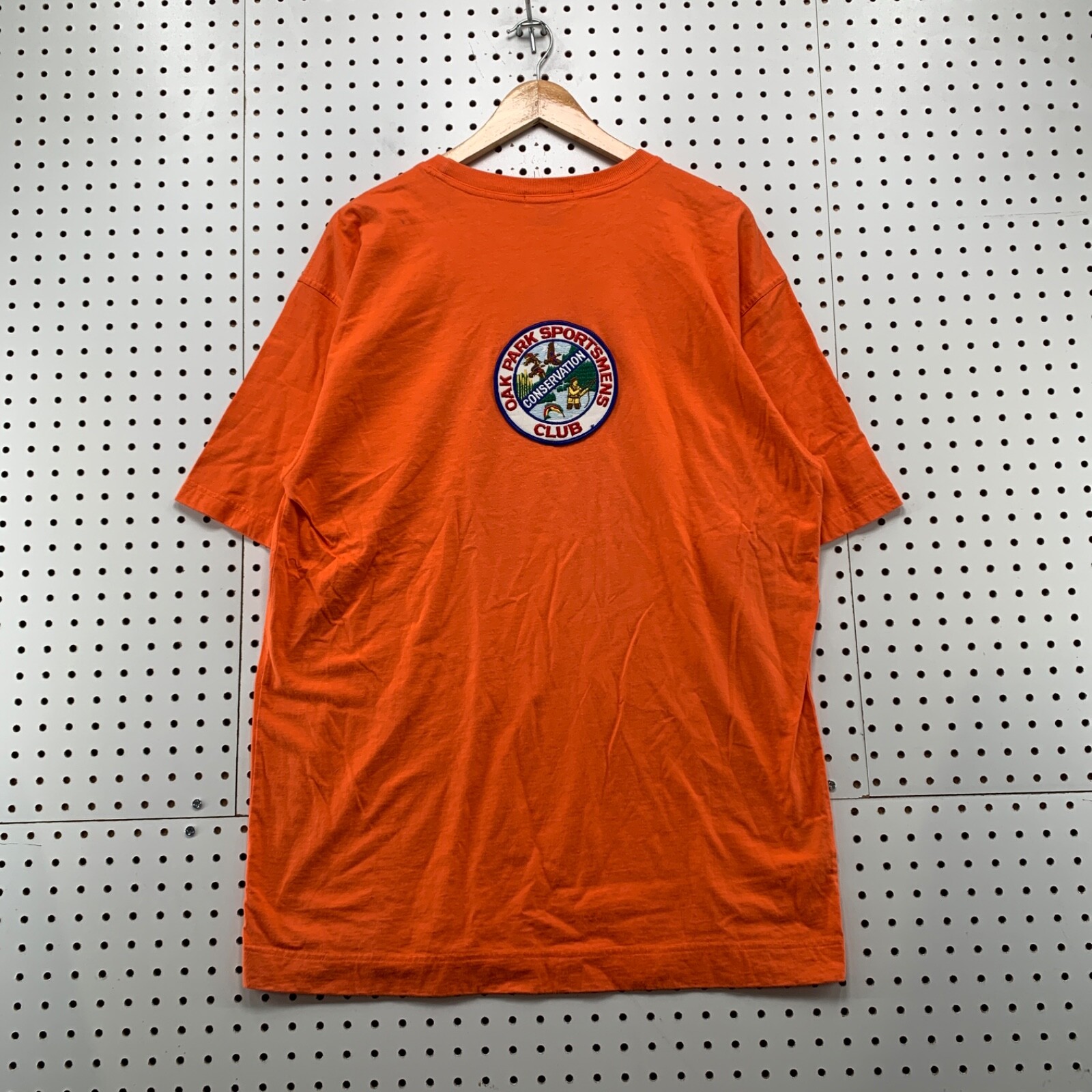 Vintage 90s Nautica Orange Sportsman Club Shirt Mens Large Oak Park Hunting gallery