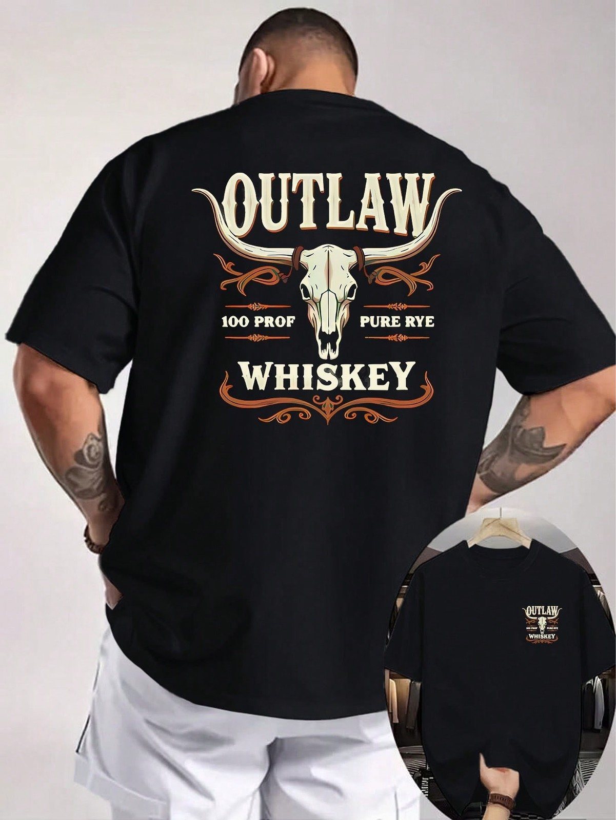 Western Double-Sided Print Men's T-Shirt, American Retro Elements gallery