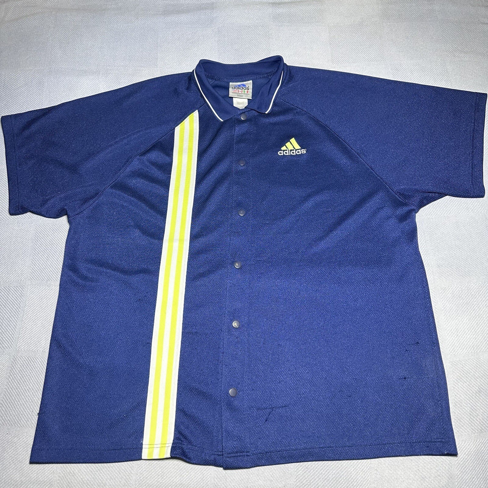 Vintage Adidas Basketball Warm Up Shooting Snap Button Jersey Shirt Size 2XL gallery