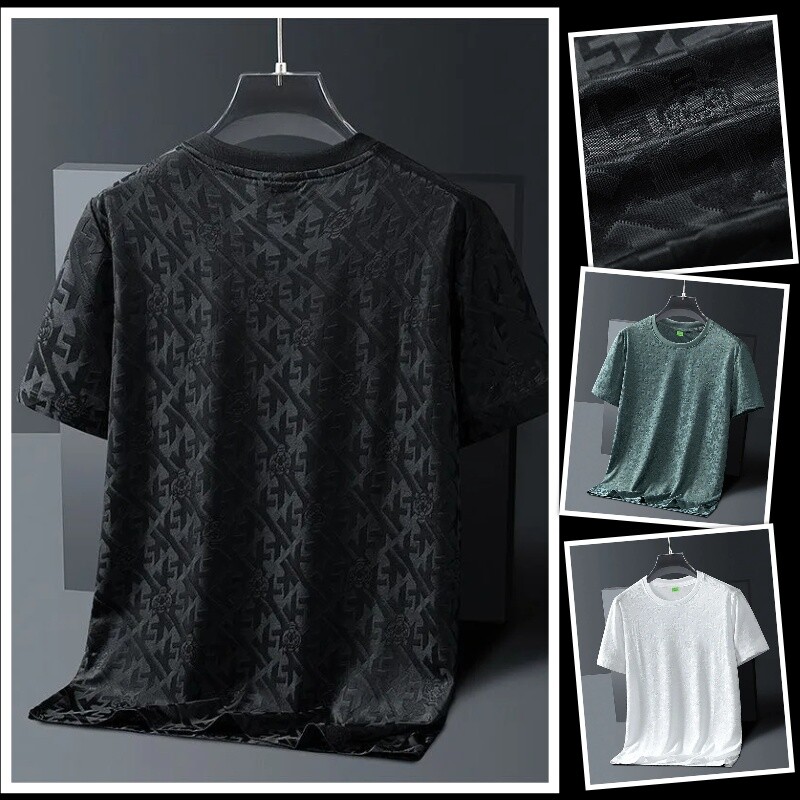 New Men Fashion Trend Ice Silk Short Sleeve Streetwear Summer T-Shirt 3 Colors